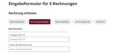 Eingabeformular für E-Rechnungen - Rechnungsempfänger