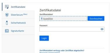 Login mit ELSTER-Fenster