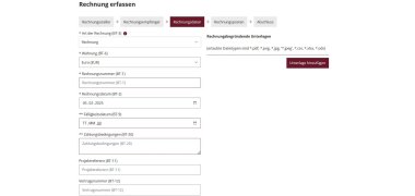 Rechnungsdaten erfassen beim Erstellen einer E-Rechnung im ZRE